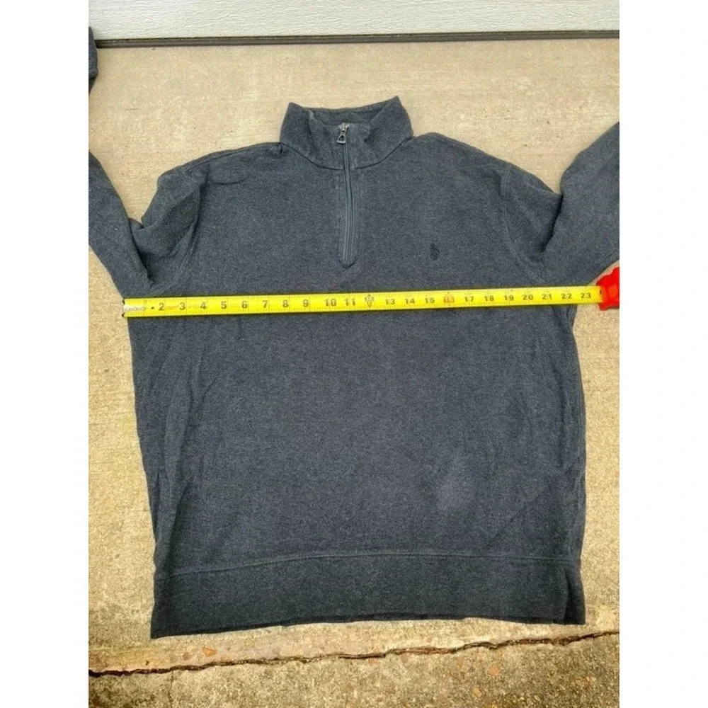 Polo Ralph Lauren Mens Medium Heather Grey Quarter Zip Cotton Pullover Sweater